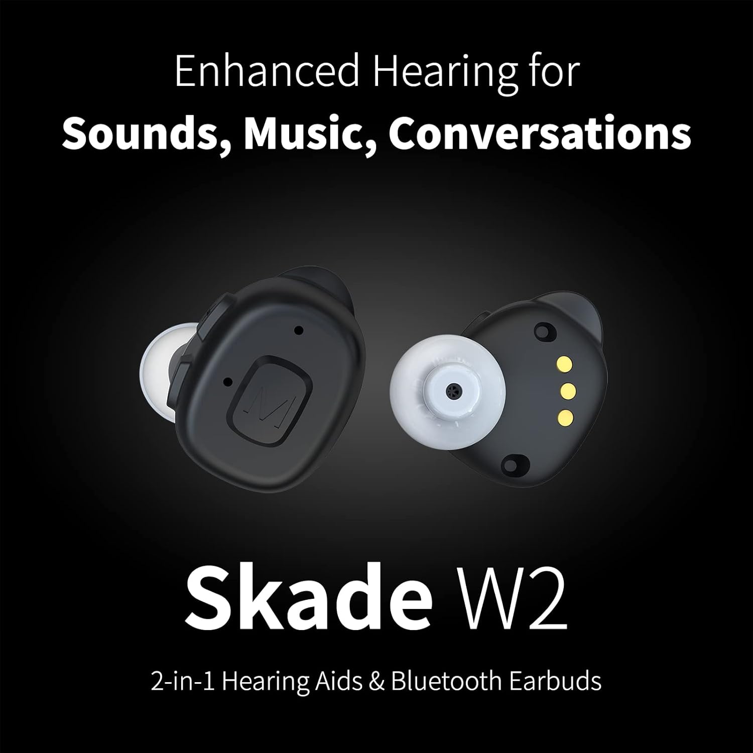 Bluetooth Hearing Aids for Seniors Rechargeable with Noise Cancelling, 2-in-1 Hearing Amplifier & True Wireless Earbuds, 2022 Fathers Day Gifts for Grandpa Father, Digital Hearing Aid for Adults,Pair