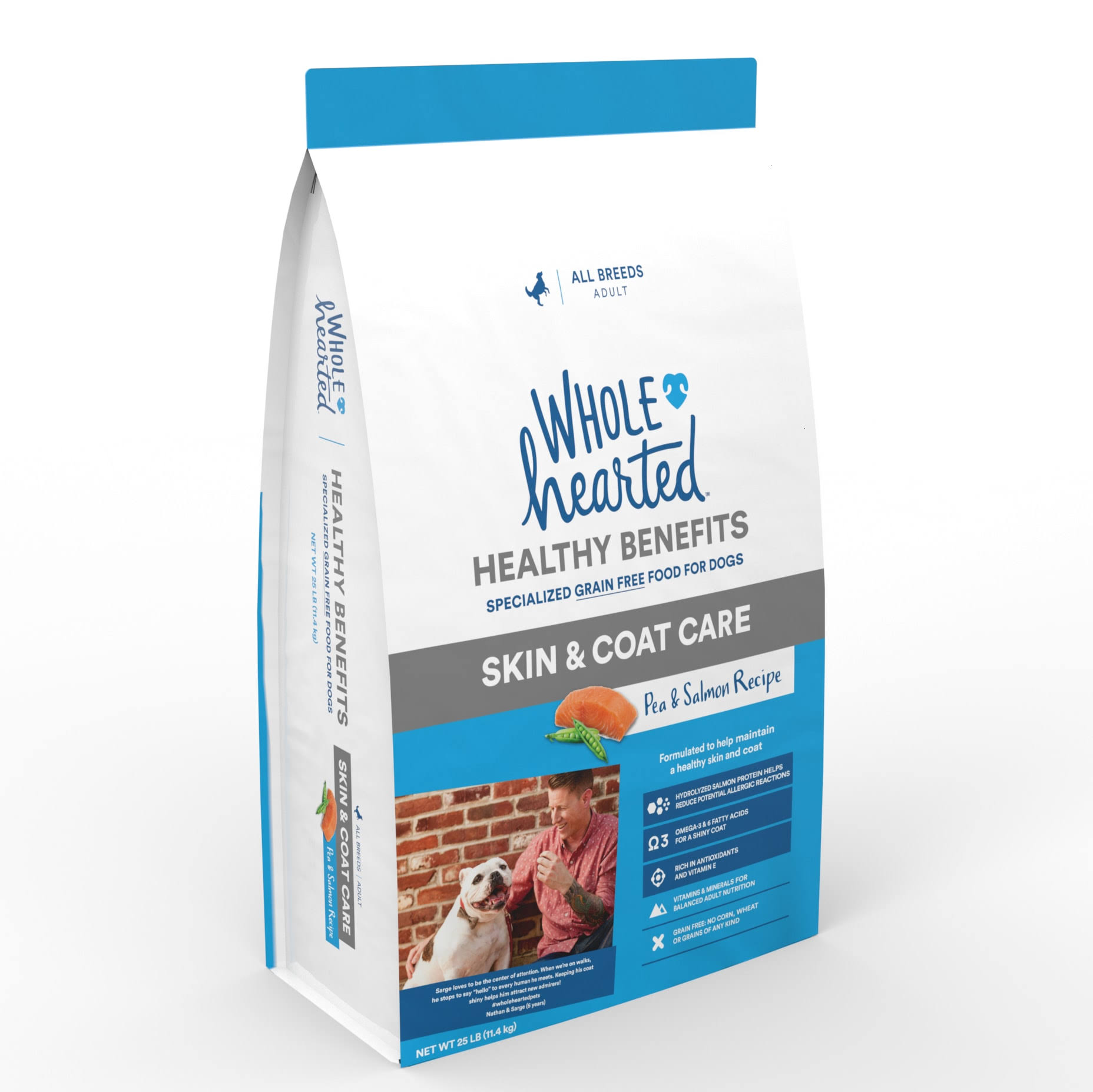 WholeHearted Grain Free Skin and Coat Care Pea and Salmon Recipe Dry Dog Food, 25 lbs.