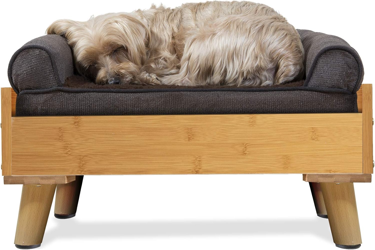 Furhaven Pet Furniture for Dogs and Cats - Mid-Century Modern Style Elevated Dog Bed Frame, Compatible with Furhaven Beds, Gray Wash, Large