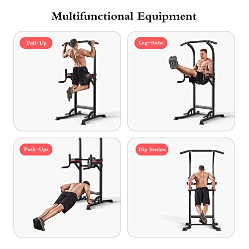 Wesfital Pull Up Bar Power Tower Dip Bar Station Dip Stand Multi-Functional Workout Equipment Strength Training Machine for Men Women Home Gym
