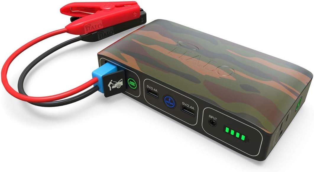 HALO Bolt 58830 mWh Portable Phone Laptop Charger Car Jump Starter with AC Outlet and Car Charger - Black Graphite