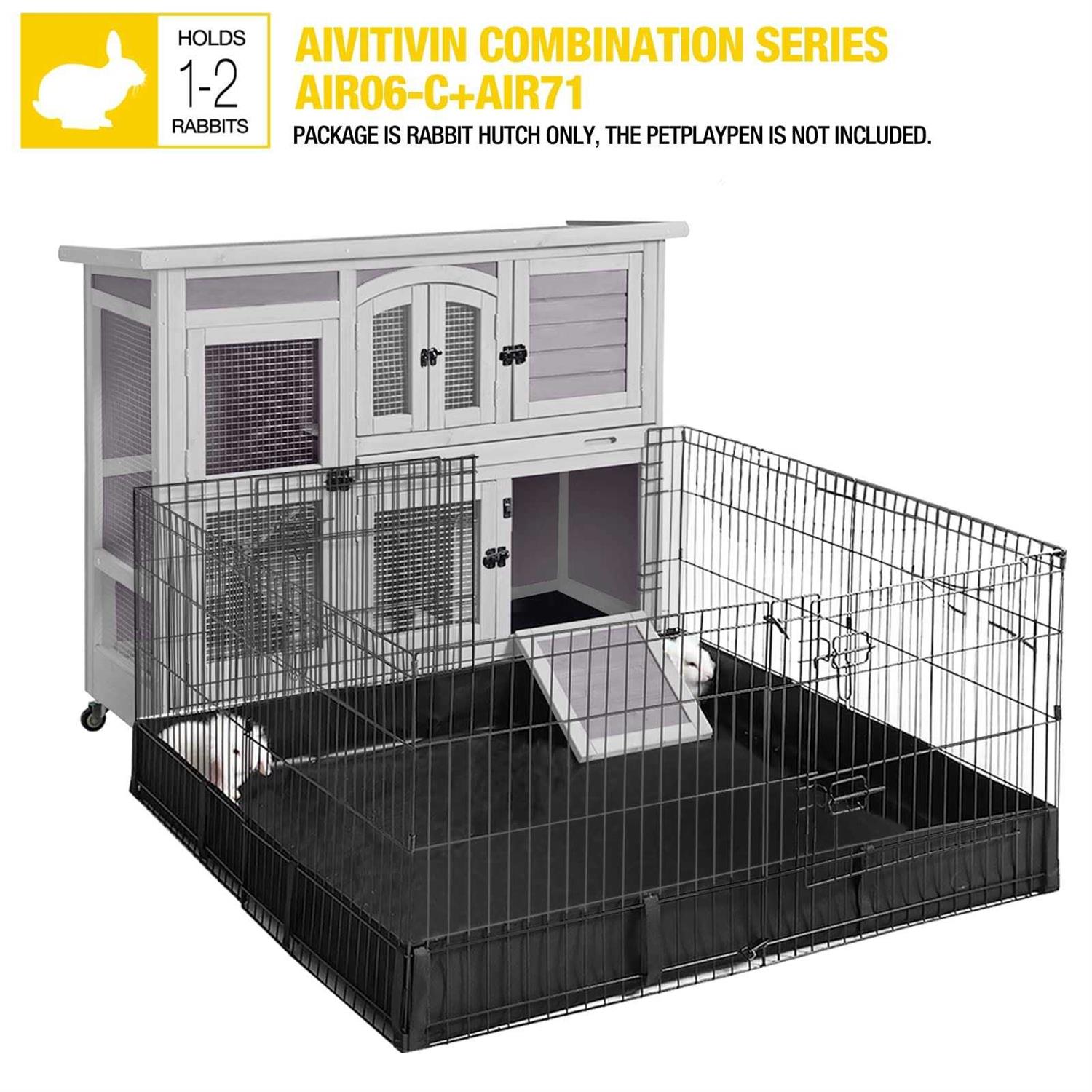 Aivituvin 47 Two Story Rabbit Hutch Bunny Cage with Wheels - Pet Supplies online store