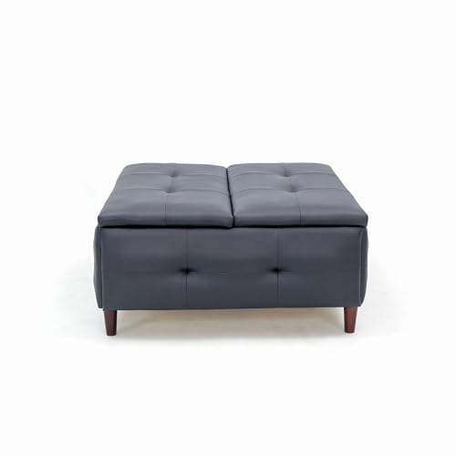 Panana Large Storage Ottoman Coffee Table with Lift Top, Square Ottoman with Storage,Upholstered Ottoman Coffee Tables for Living Room (Linen Fabric, Grey - Square Storage Ottoman Table)
