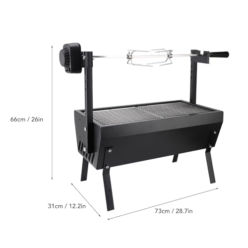 Rotisserie Grill, BBQ Whole Pig Lamb Goat Charcoal Spit Grill Electric 4W Motor BBQ Hog Rotisserie Roaster, 55.1lb Load Bearing Capacity Lamb Rotisserie System for Camping, US Plug