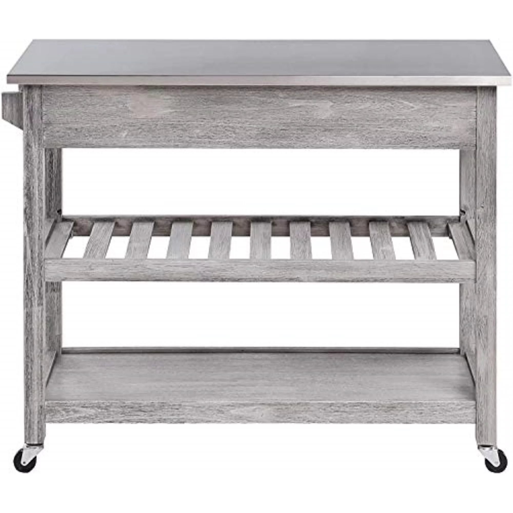 Boraam Sonoma Wood Kitchen Cart with Stainless Steel Top - Storm Grey Wire-Brush Finish