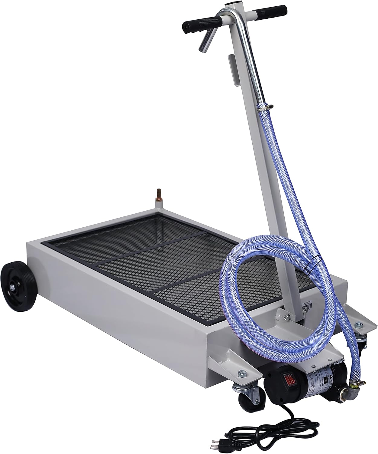 SSLine Portable 15 Gallon Oil Drain Pan with Electric Pump,Low-Profile Truck Car Oil Drain Pan with 7' Hose for SUV Car and Trucks (Grey,15-Gallon with Electric Pump)