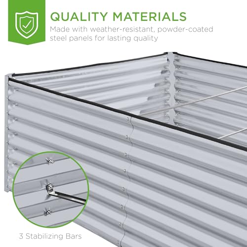 Best Choice Products 8x4x2ft Outdoor Metal Raised Garden Bed, Deep Root Planter Box for Vegetables, Flowers, Herbs, and Succulents w/ 478 Gallon Capacity - Gray