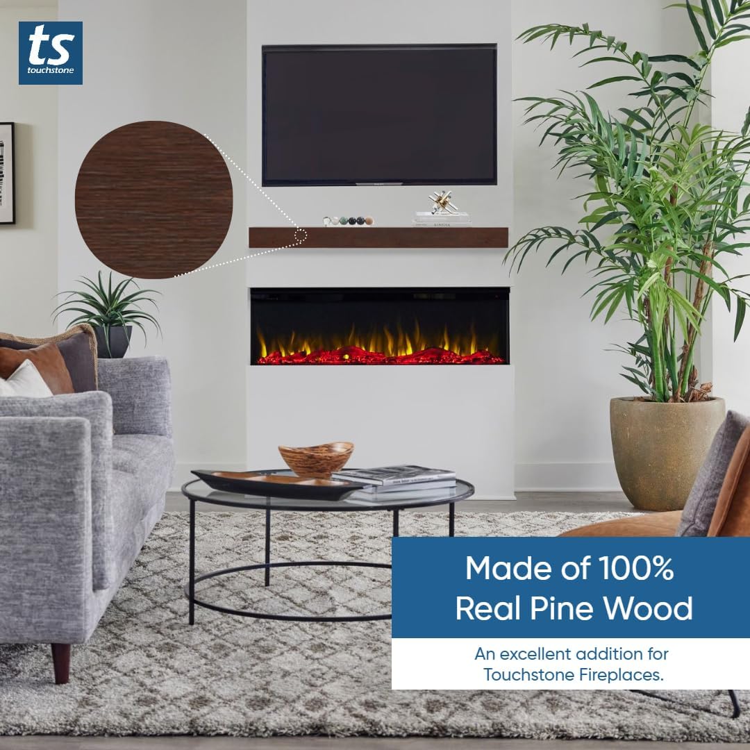 Touchstone Fireplace and Encase Mantel Bundle - The Sideline Elite 60 Inch Wide Smart Electric Fireplace and Espresso Finish 72 Inch Encase Wood Mantel