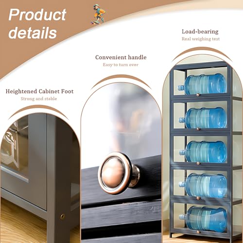 Curio Display Cabinet, 5-Tier Storage Shelves with Acrylic Glass Door, Collectibles Toy Organizers Rack & Display Shelf, Kids Bookshelf and Bookcase for Playroom, Toddler's Room, Bedroom Brown