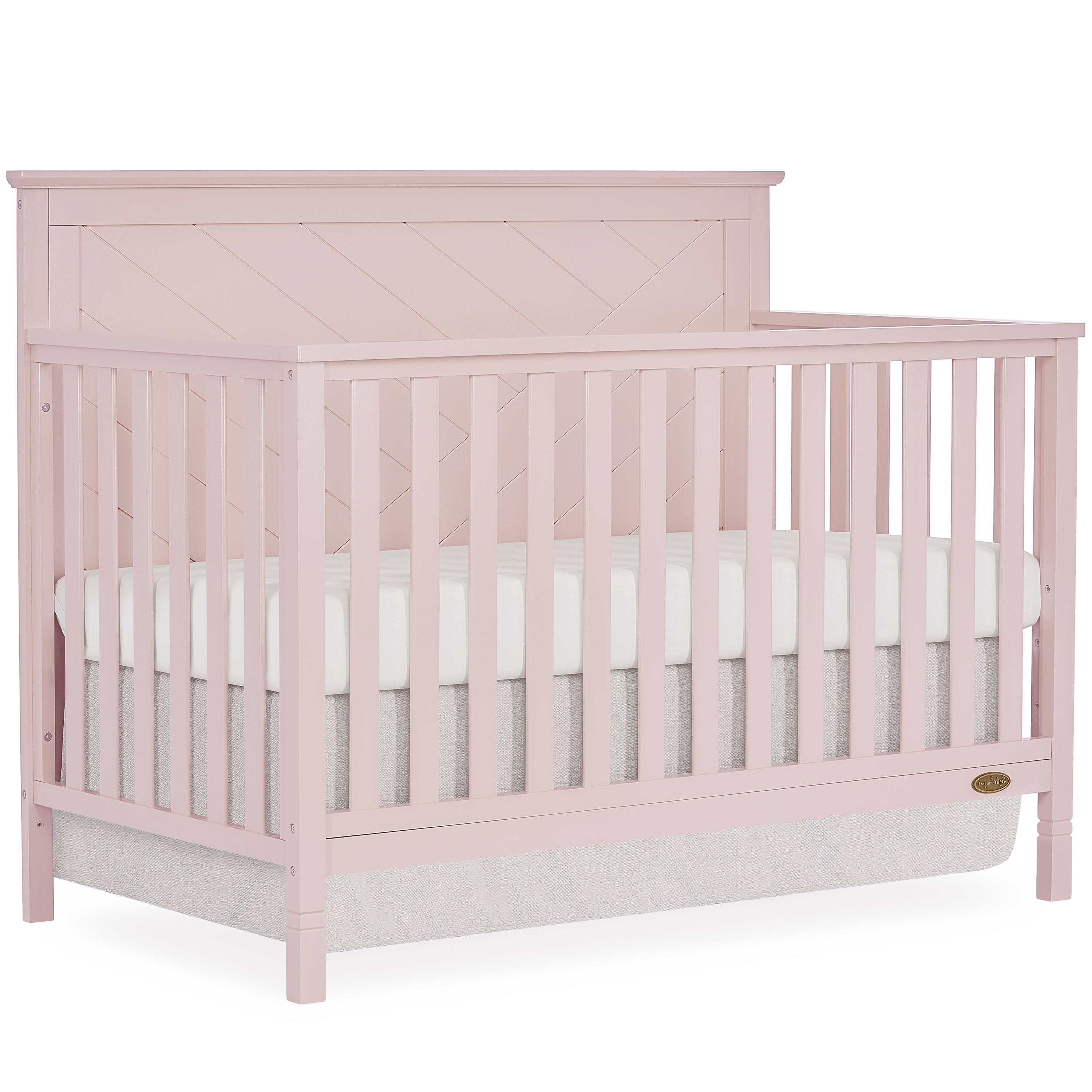 Dream on Me Skyline 5 in 1 Convertible Crib - Blush Pink