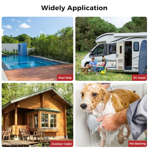 CAMPLUX 2.64 GPM Propane Portable Gas Water Heater, 68,000 BTU Outdoor Tankless Camping Water Heater with Digital Display, White