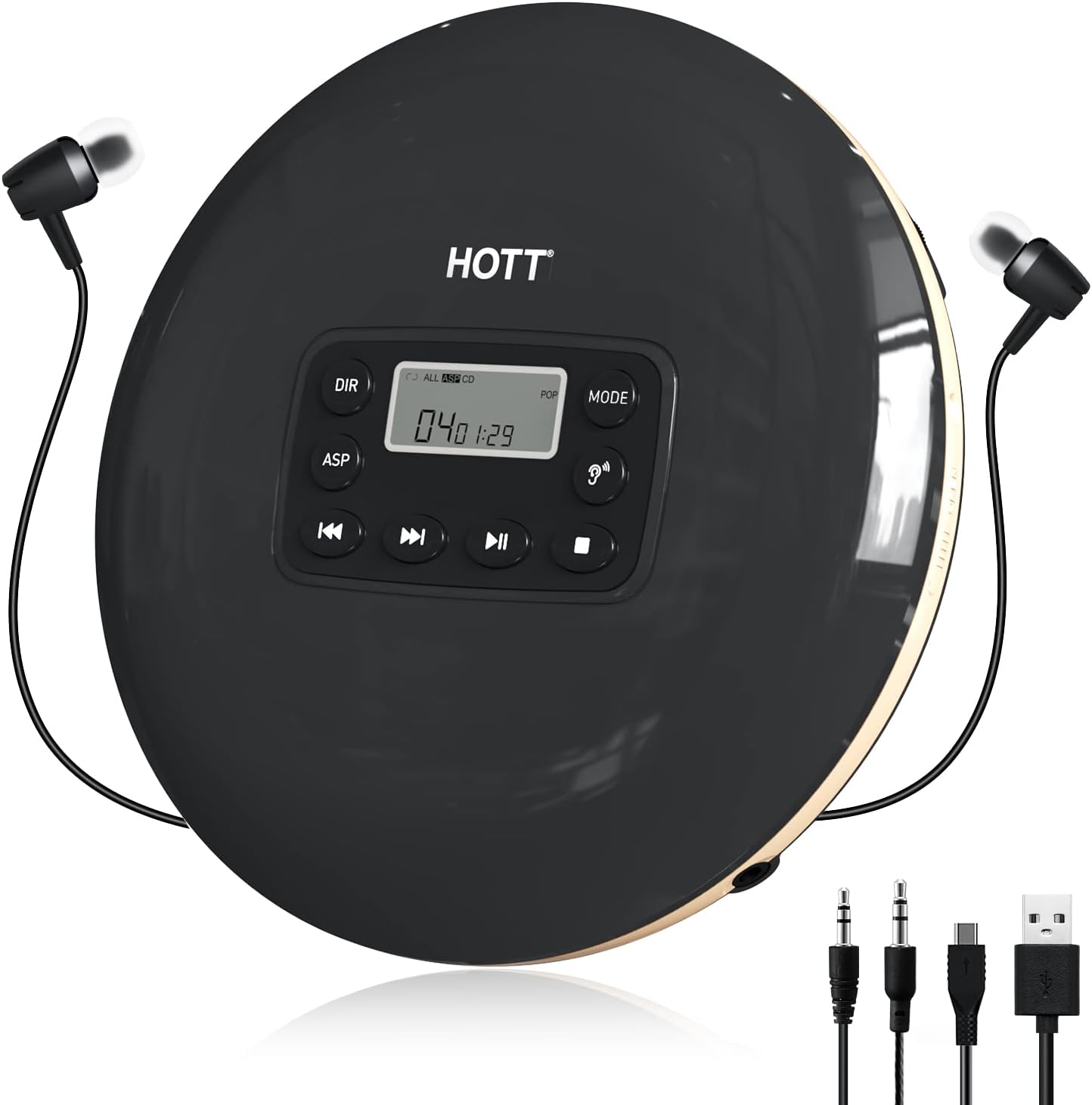 HOTT CD711 Portable CD Player for Car Home Travel with Headphones