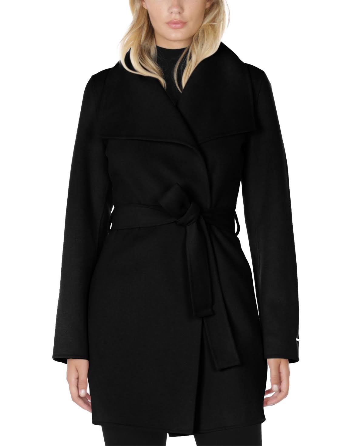 Tahari Ella Belted Wrap Coat - Black