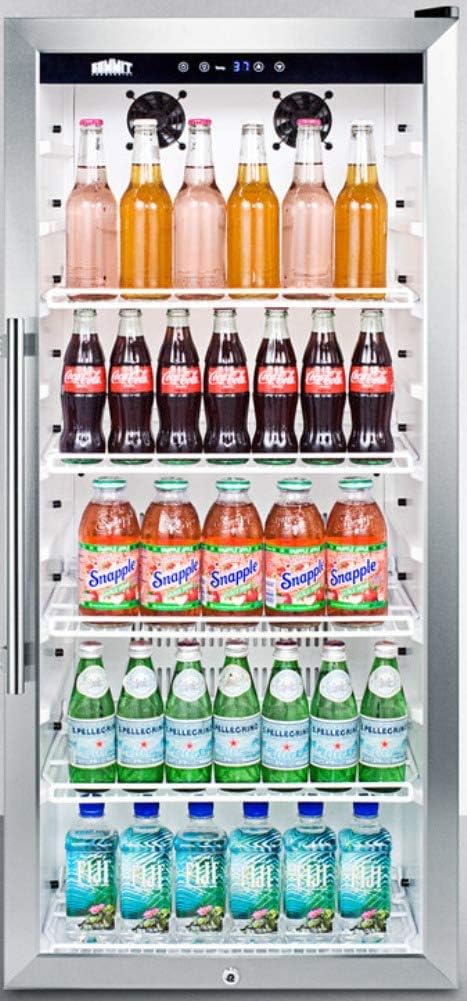 Summit Appliance SCR1006CSS Commercial Glass Door 22" Wide Beverage Merchandiser with Digital Controls, Auto Defrost, Digital Thermostat, LED Lighting, Lock and Stainless Steel Wrapped Cabinet
