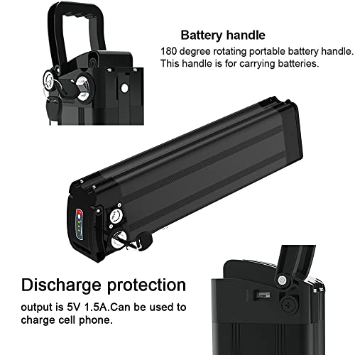Ebike Battery 24V 36V 48V 10AH 13AH 15AH 18AH Silver Fish Lithium Ion Battery for 1000W/750W/700W/500W/350W/200W Electric Bike E-Bike Discharge Electric Bicycles