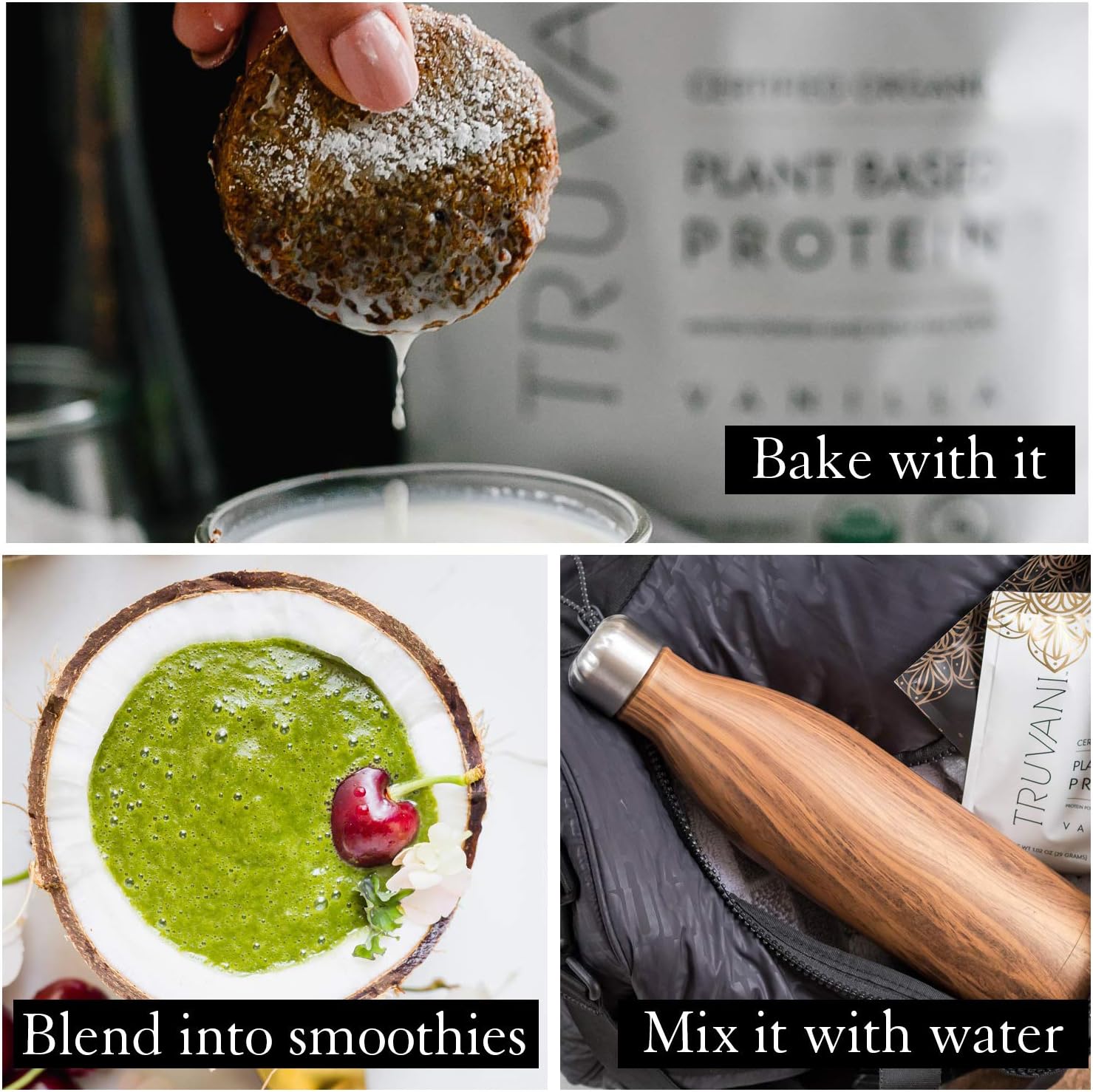 Truvani - Plant Based Protein Powder - Vanilla, Net WT 20.9oz(594 Grams) Pack of 2
