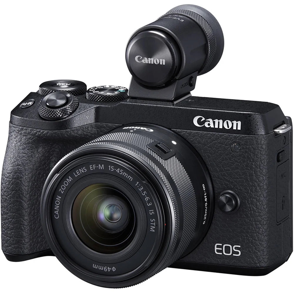 Canon EOS M6 Mark II Mirrorless Camera with 15-45mm Lens and EVF (Black) - Curated Treasures Market