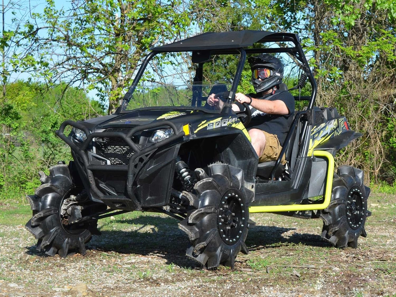 SuperATV Front Bumper / Brush Guard for Polaris RZR 800 (See Fitment) | Heavy Duty 38mm Carbon Steel Tube | Powder Coated for Long Lasting Protection | 3mm Steel Skid Plate | Fully Protects Front End