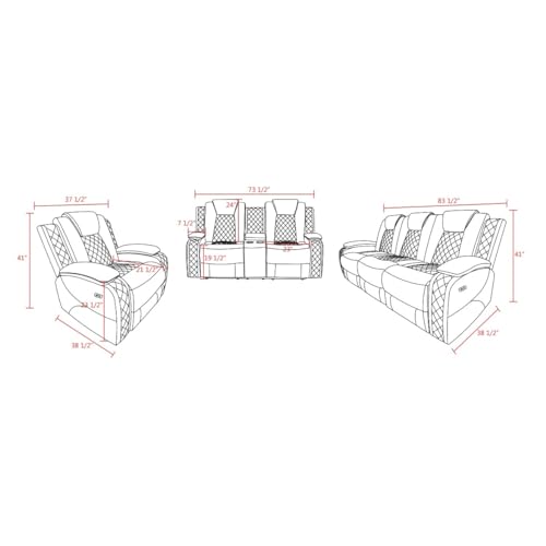 Brown Breathing Leather 3-Piece Living Room Recliner Sofa Set for Living Room/House/Bedroom/Office/Apartment(Brown,GN4633-L)