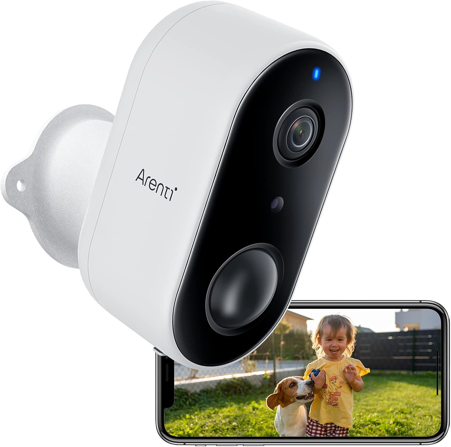 Arenti 100% Wireless Camera, GO1 Indoor/Outdoor Security Camera, Rechargeable Battery Powered, AI Motion Detection, IP65 Water Resistance, Magnetic Bracket, Night Vision, 2-Way Audio, Work with Alexa