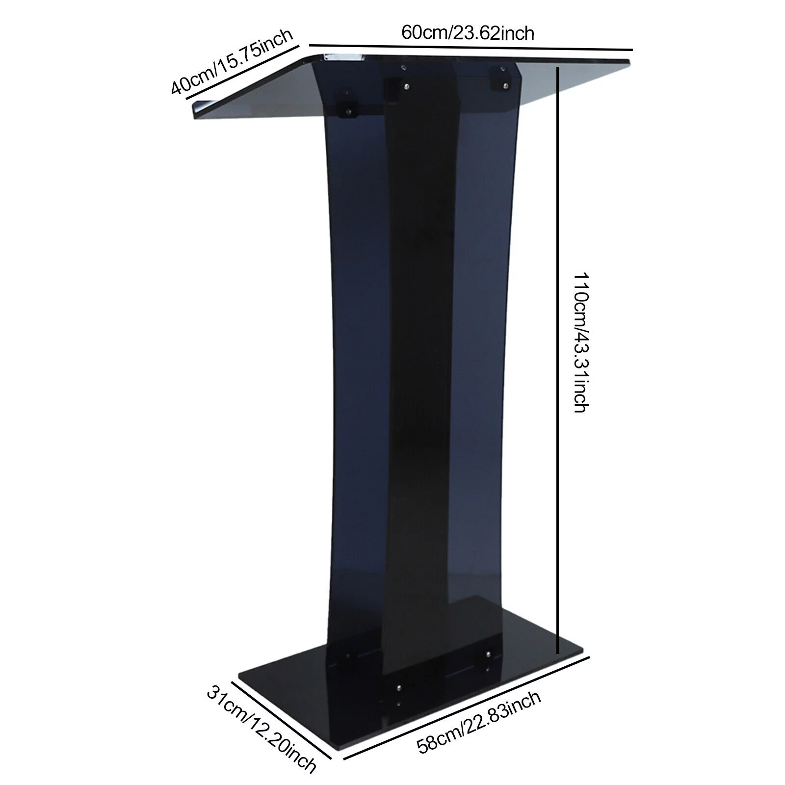 ZhdnBhnos Black Acrylic Podium Podium Stand Clear Podium Lectern Plexiglass Pulpit Presentation Table Reception Stand For Conference School Church
