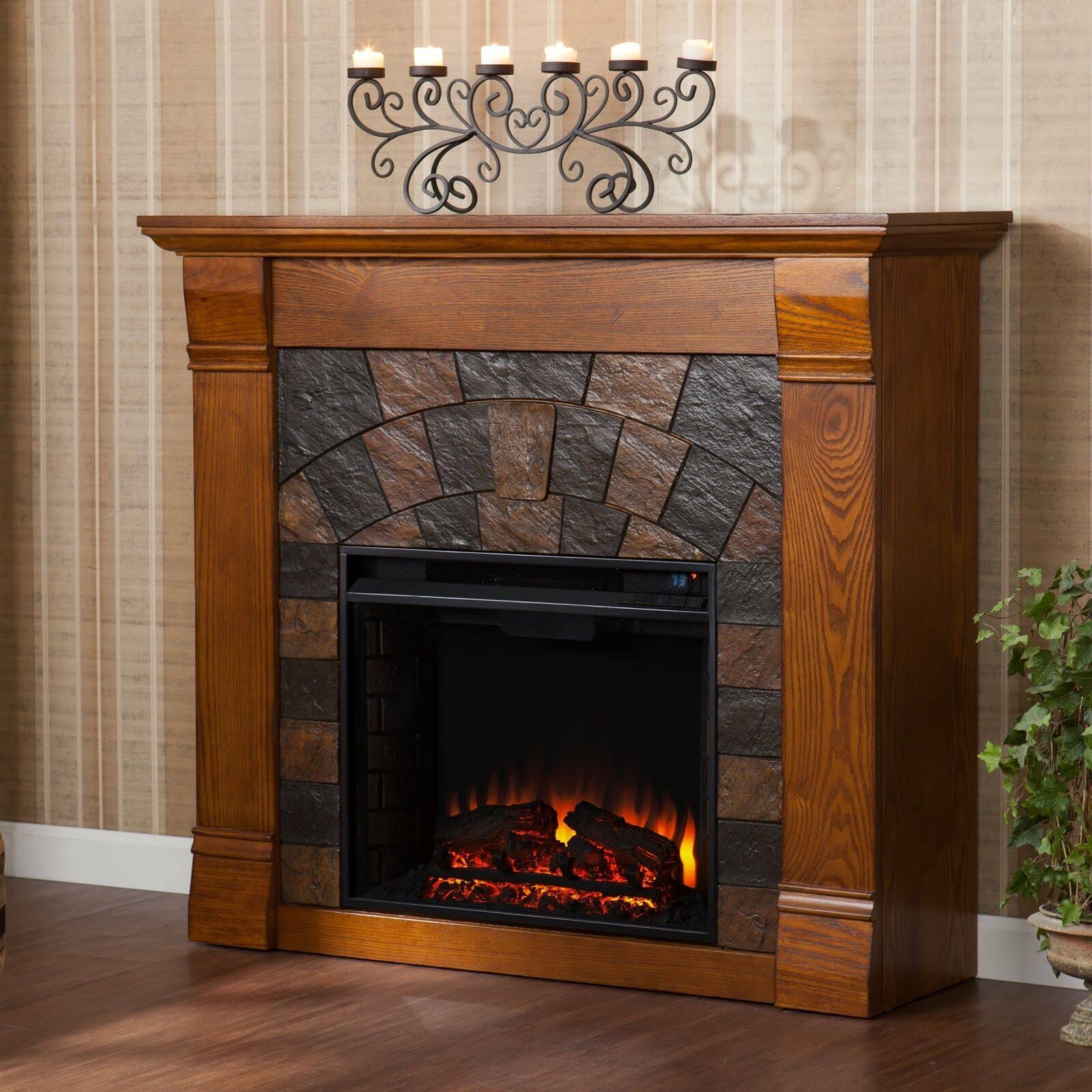 Southern Enterprises Elkmont Electric Fireplace - Salem Antique Oak