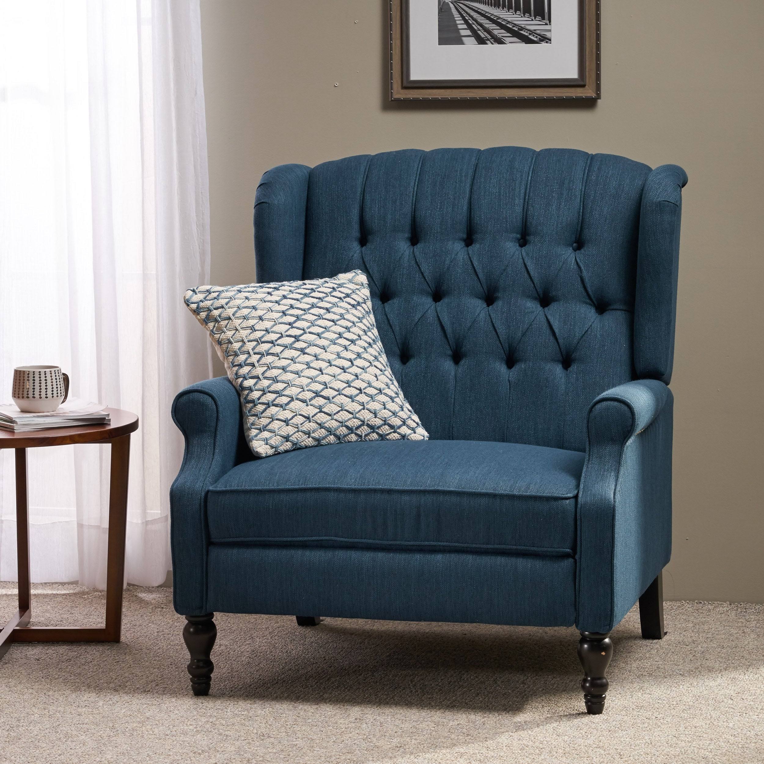 Apaloosa Oversized Tufted Wingback Fabric Push Back Recliner by Christopher Knight Home (Brown + Dark Brown)