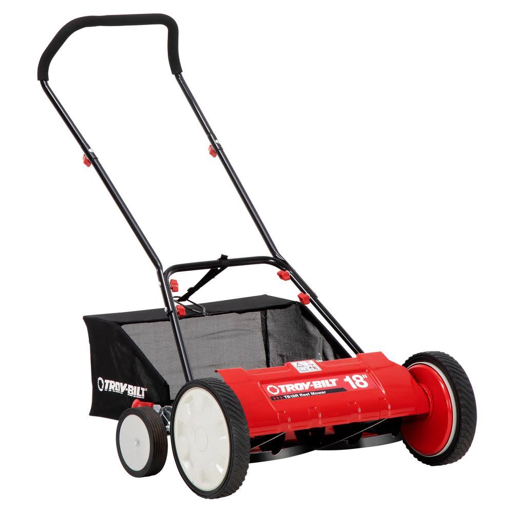 Troy-Bilt 18 in. Manual Walk Behind Reel Lawn Mower with Grass Catcher