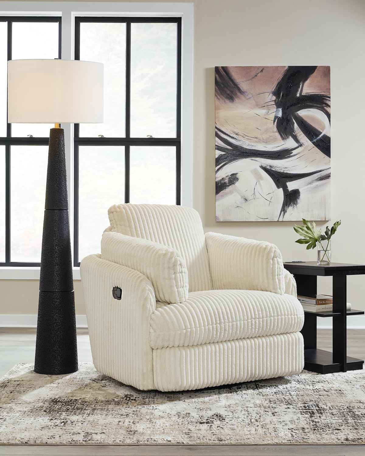 Signature Design by Ashley Tie-Breaker Swivel Glider Recliner, 40" W x 39" D x 37" H, White