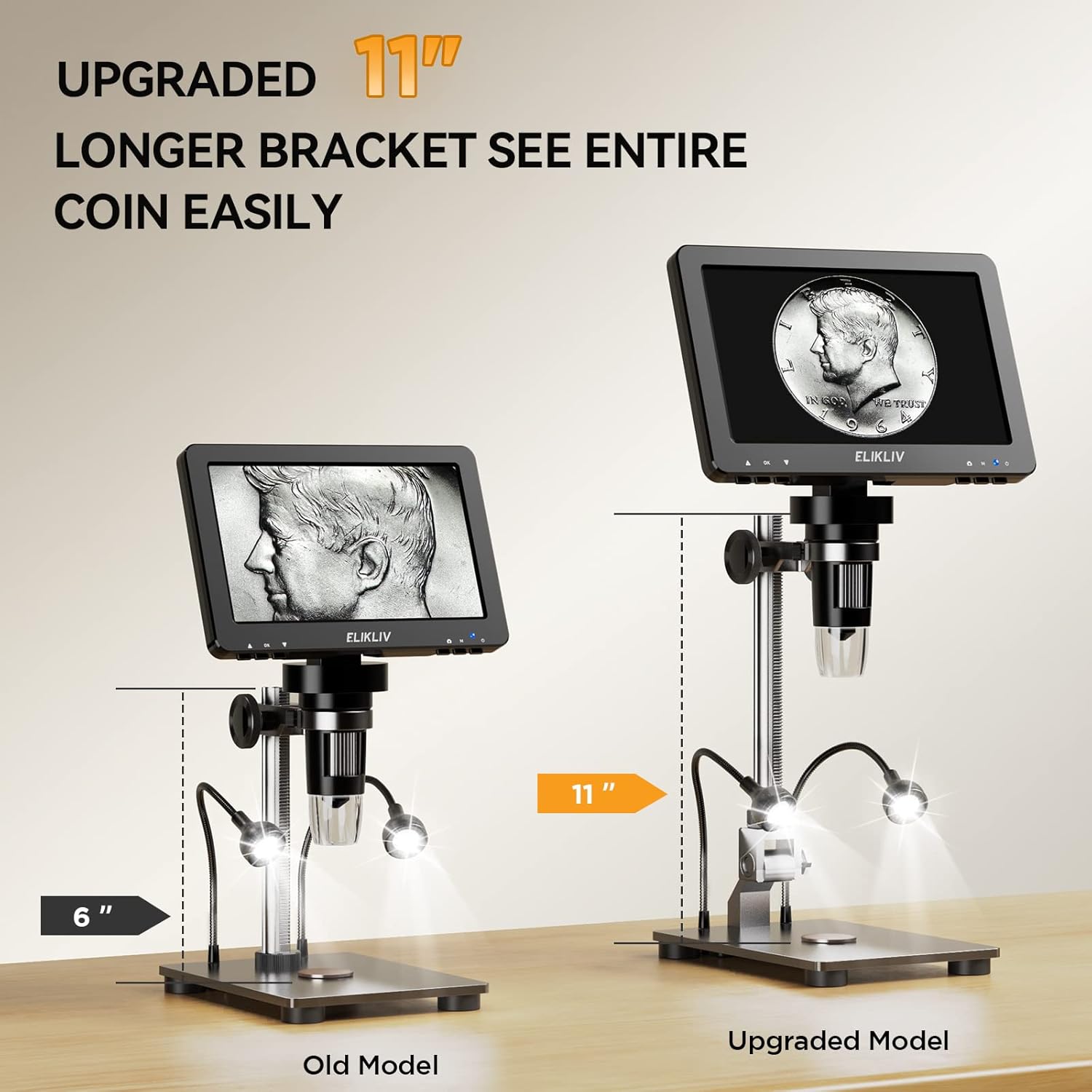 Elikliv EDM9 Pro 7" HDMI Digital Microscope, 1200X Coin Microscope for Adults,1080P Soldering Microscope,16MP Coin Magnifier,IPS Screen,10 LED Lights, Compatible with Windows/Mac OS