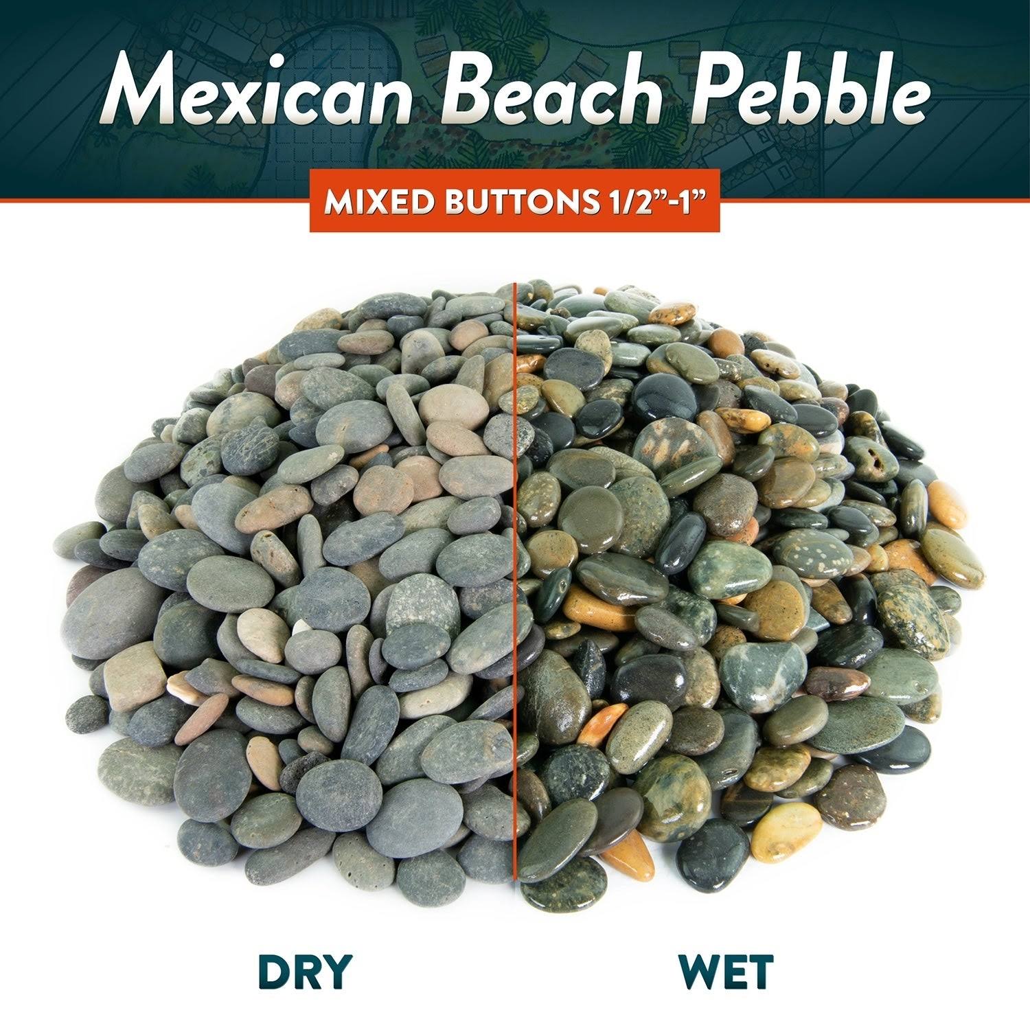 Mexican Beach Pebbles 40 lbs| Smooth Round Stones | Round Rock for Gardens, Landscape, Ponds, and Décor - 3x22-5x22 - Mexican Be