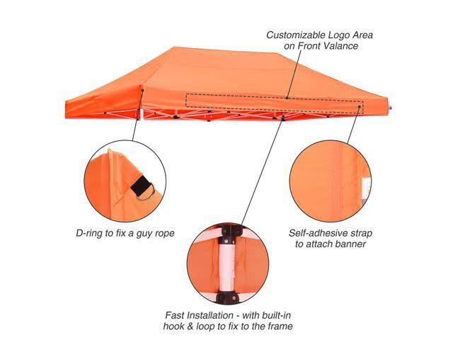 10x20 ft 550d Pop Up Canopy Top Replacement Patio Gazebo Sunshade Tent