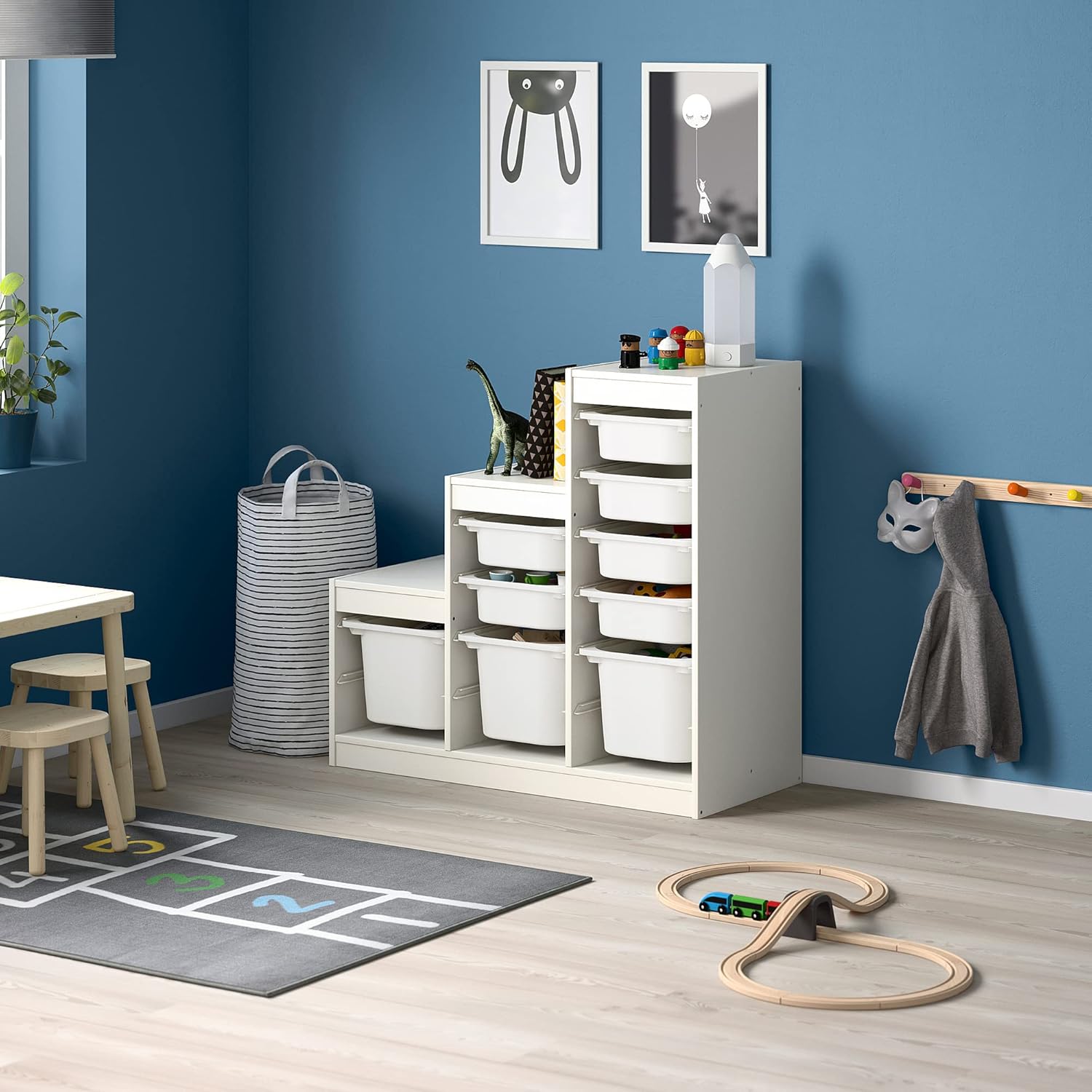 Ikea TROFAST storage combination with boxes, 99x44x94 cm, white/white