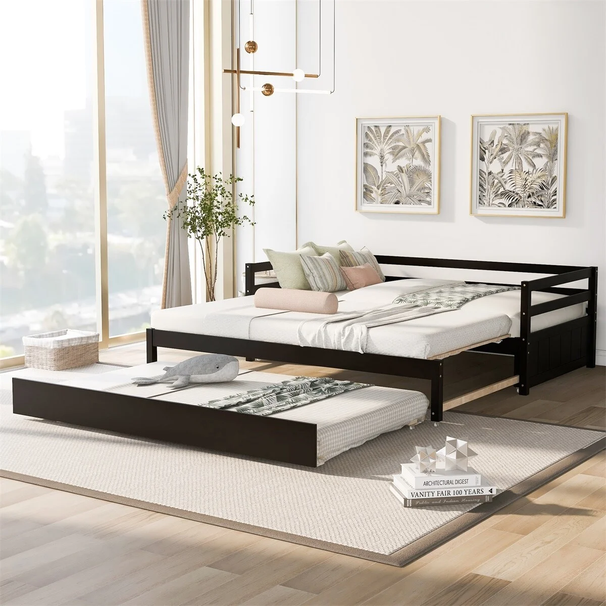 MERAX  Twin or Double Twin Daybed with Trundle Espresso