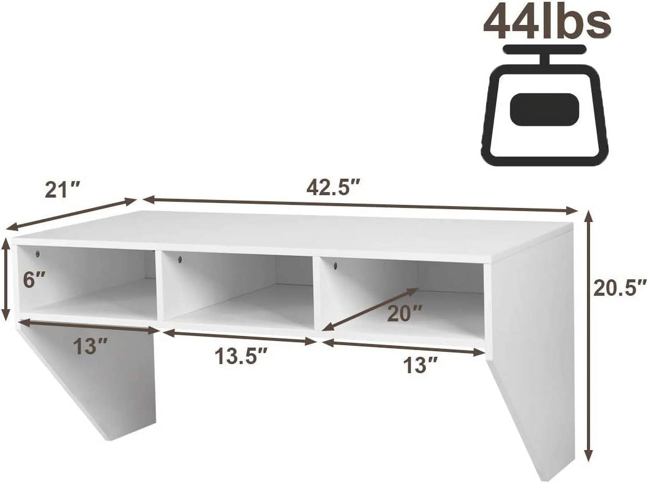 Wall Mounted Desk Floating Computer Desk, Writing Study Table W/3 Storage Shelves, Laptop PC Table for Living Room, Bedroom, Office (Black)