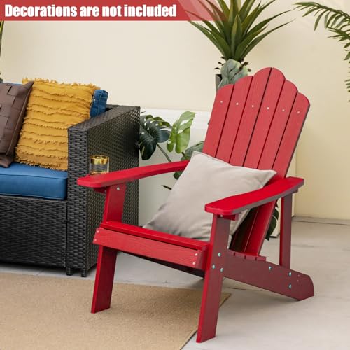 ORALNER Outdoor Adirondack Chair with Cup Holder, Plastic Resin Outdoor Deck Chair, 380 LBS Capacity, for Patio, Backyard, Porch, Balcony, Poolside, Garden, Lawn, Firepit (1, Black)