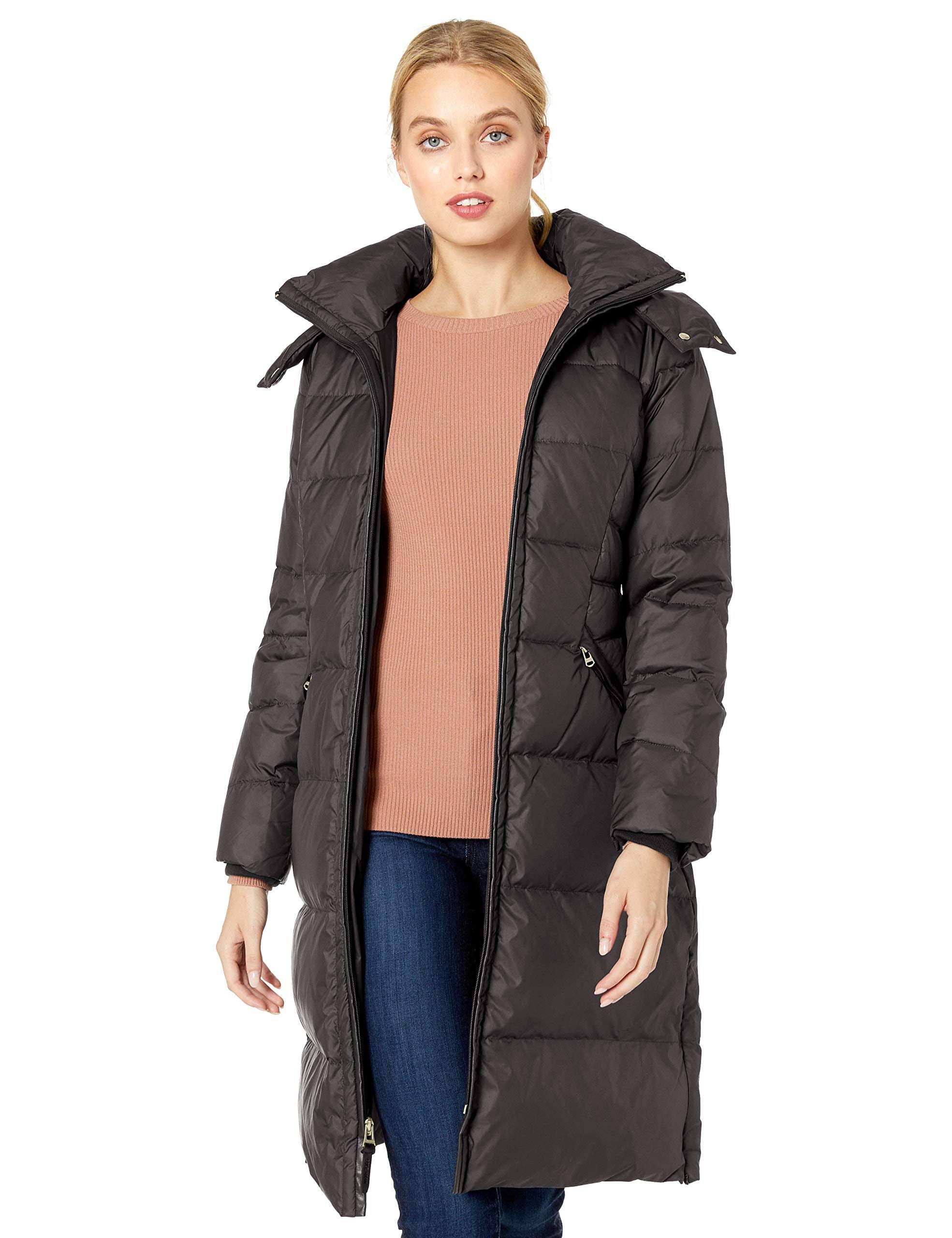 Cole Haan Faux Fur-Trim Puffer Coat Medium / Black
