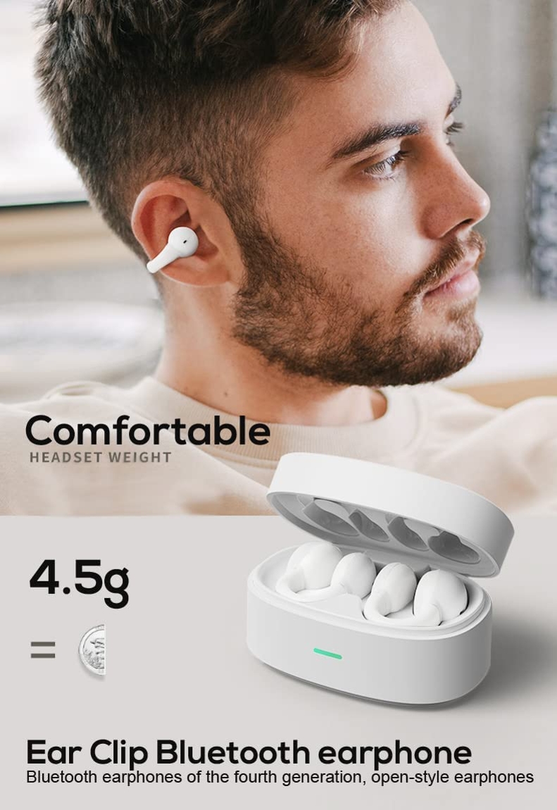 Bluetooth Earbuds Wireless Ear-Clip TWS Earphones for Motorola Razr+ (2023) Phone - True Stereo Charging Case Hands-free Mic Headset for Motorola Razr Plus (2023)