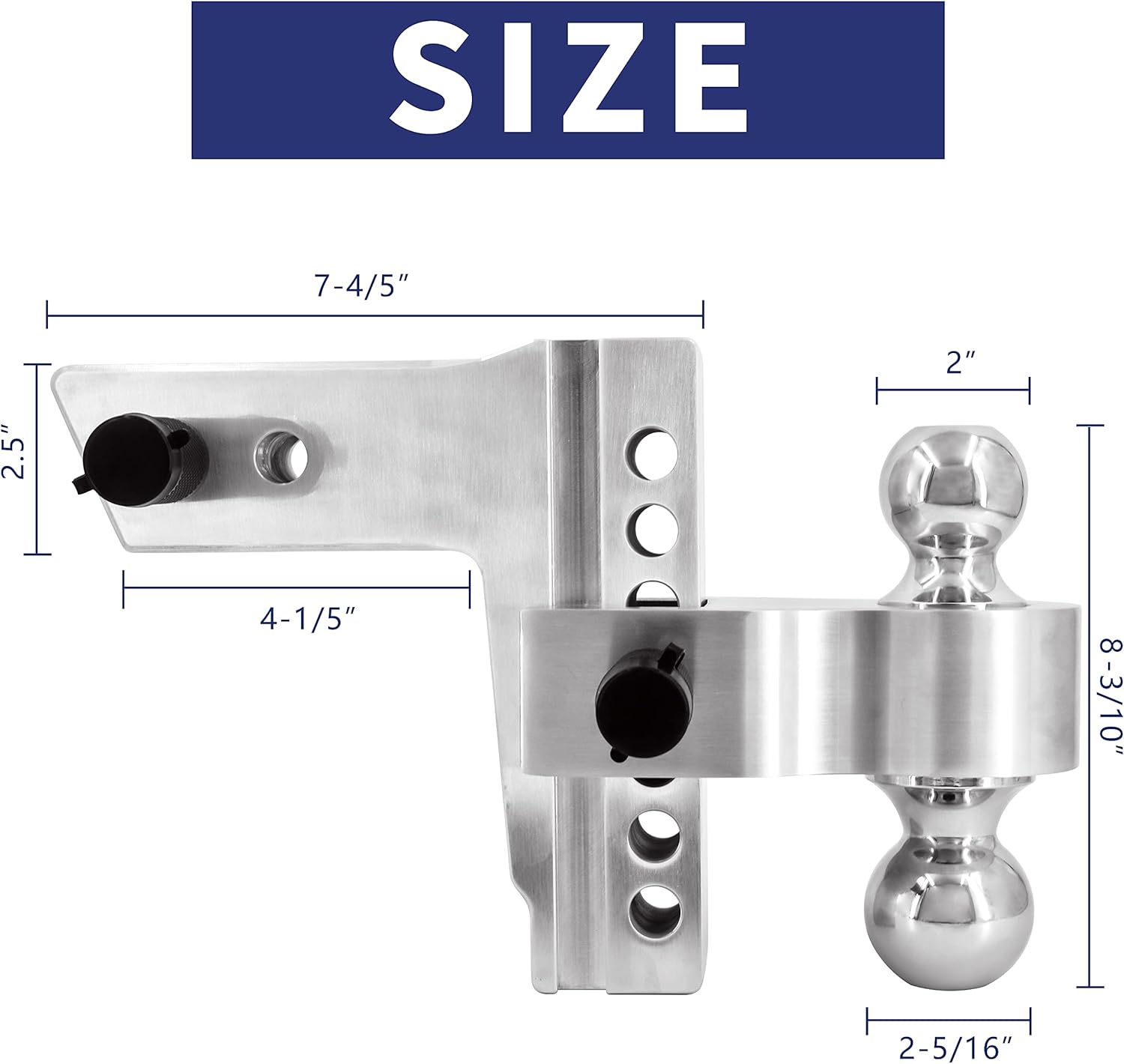 SZAUTO Adjustable Trailer Hitch Ball Mount w/Forged Aluminum Shank Fits 2.5-Inch Receiver, 2inch & 2-5/16inch Combo Tow Balls with Double Pins and Locks 2.5inch SHANK,6 Inch DROP