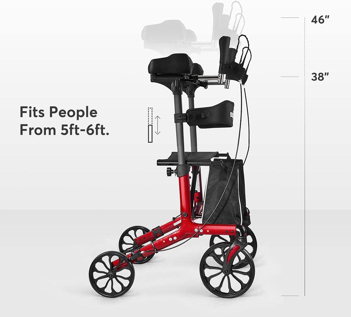 OasisSpace Upright Walker with Seat for Senior & Heavy Duty Medical Toilet Safety Fram