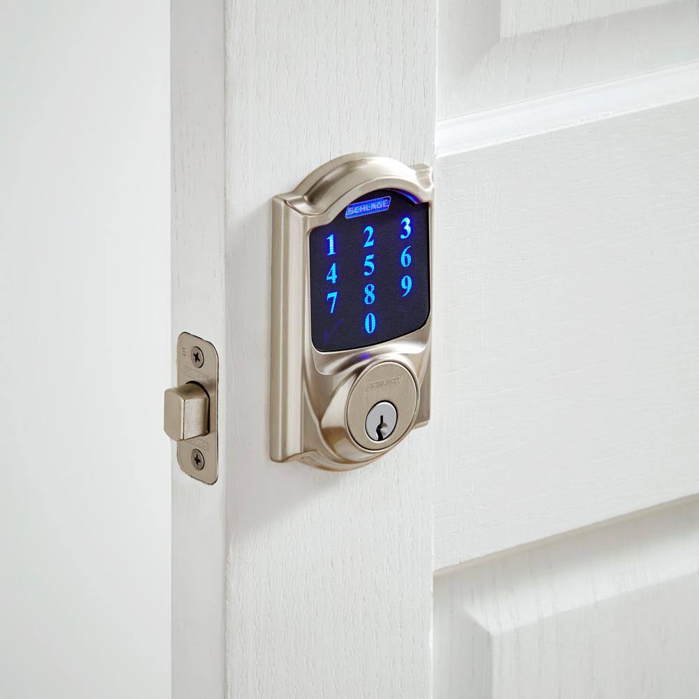 Schlage Connect Camelot Satin Nickel Touchscreen Deadbolt with Alarm