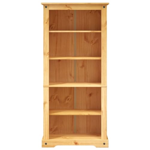 5-Tier Bookcase Mexican Pine Corona Range 31.9"x15.7"x66.9",Rustic Mexican Pinewood Bookcase with 5 Shelves for Ample Storage Bookcases & Standing Shelves