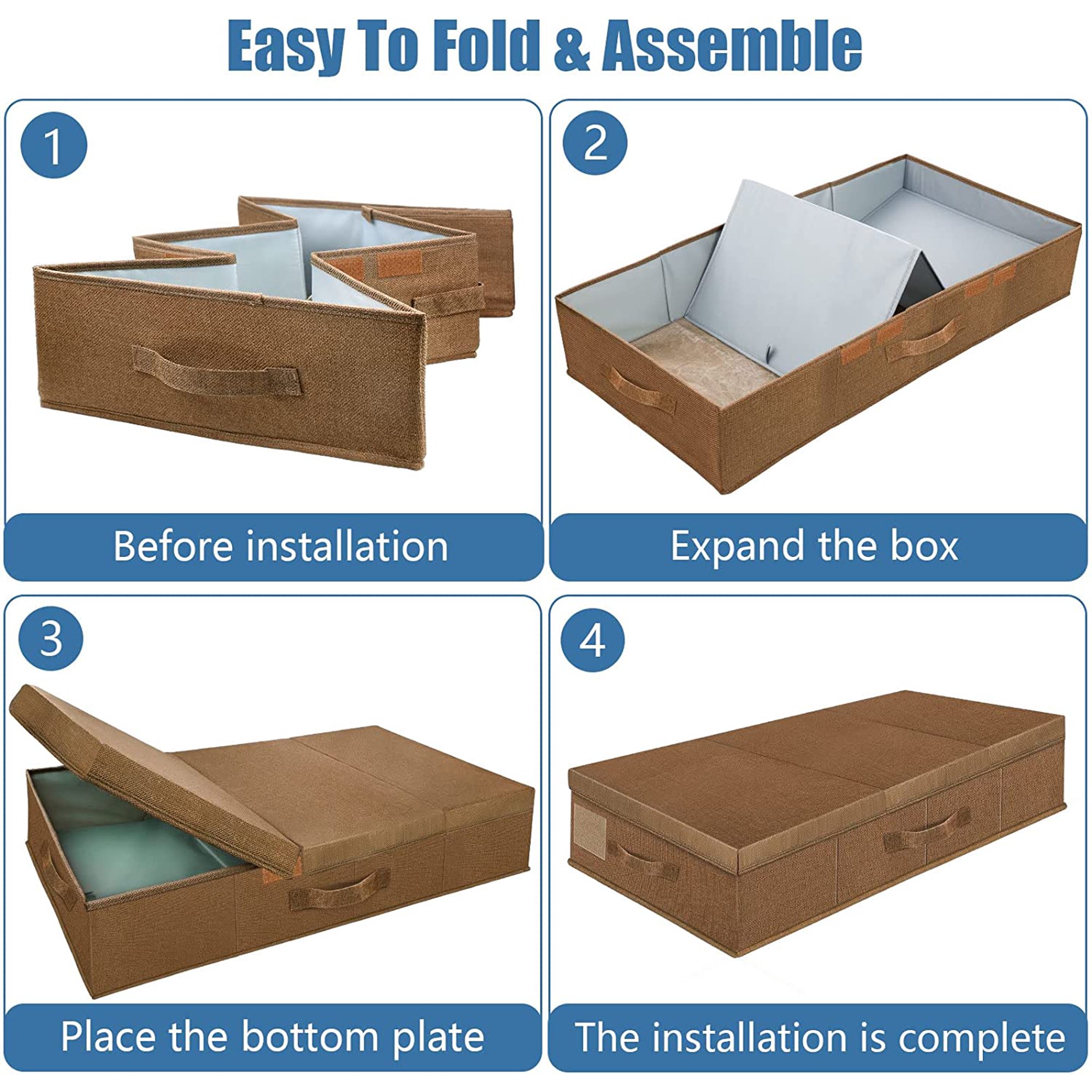 dxynlzq HCOCM   Underbed Storage Containers Bin with Lids (2pcs) Large Under Bed Storage Organizer Box with Handle  Foldable Under the Storage Bags for Organizing Clothes  Shoes  Blankets