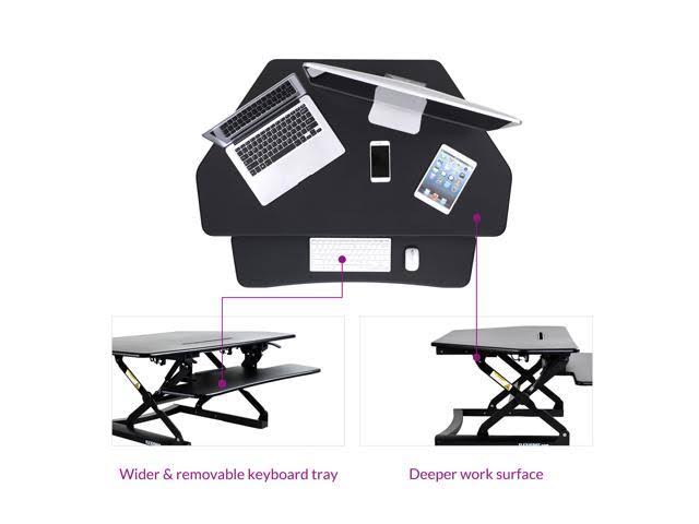 FlexiSpot Adjustable Corner Standing Desk Riser Black