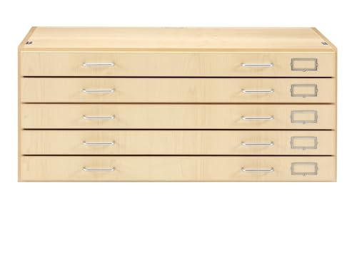 Diversified Spaces School Classroom Large Format File Cabinet, Counter Top Design, 40.5" W x 27" D x 17" H, Maple Construction, Five Drawers, Stackable, Chemical Resistant Finish, Made in USA