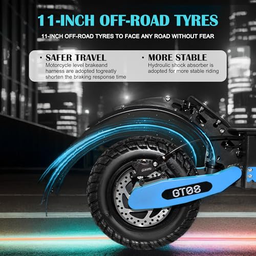DOF 60V 27AH Electric Scooter for Adults, 5600W Dual Motor Commuter with 50MPH Speed & 40 Miles Range, Dual Brake System, Shock Absorption, 11" Vacuum Off-Road Tires, Folding E-Scooter Detachable Seat