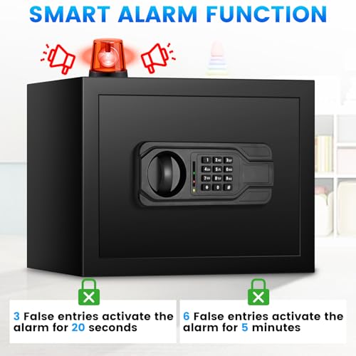 2.5 Cu ft Large Safe Box, Steel Security Home Safe with Programmable Keypad Lock and Removable Shelf, Money Safe with Mute Function & Alarm System, Document Safes for Home Business Office USE