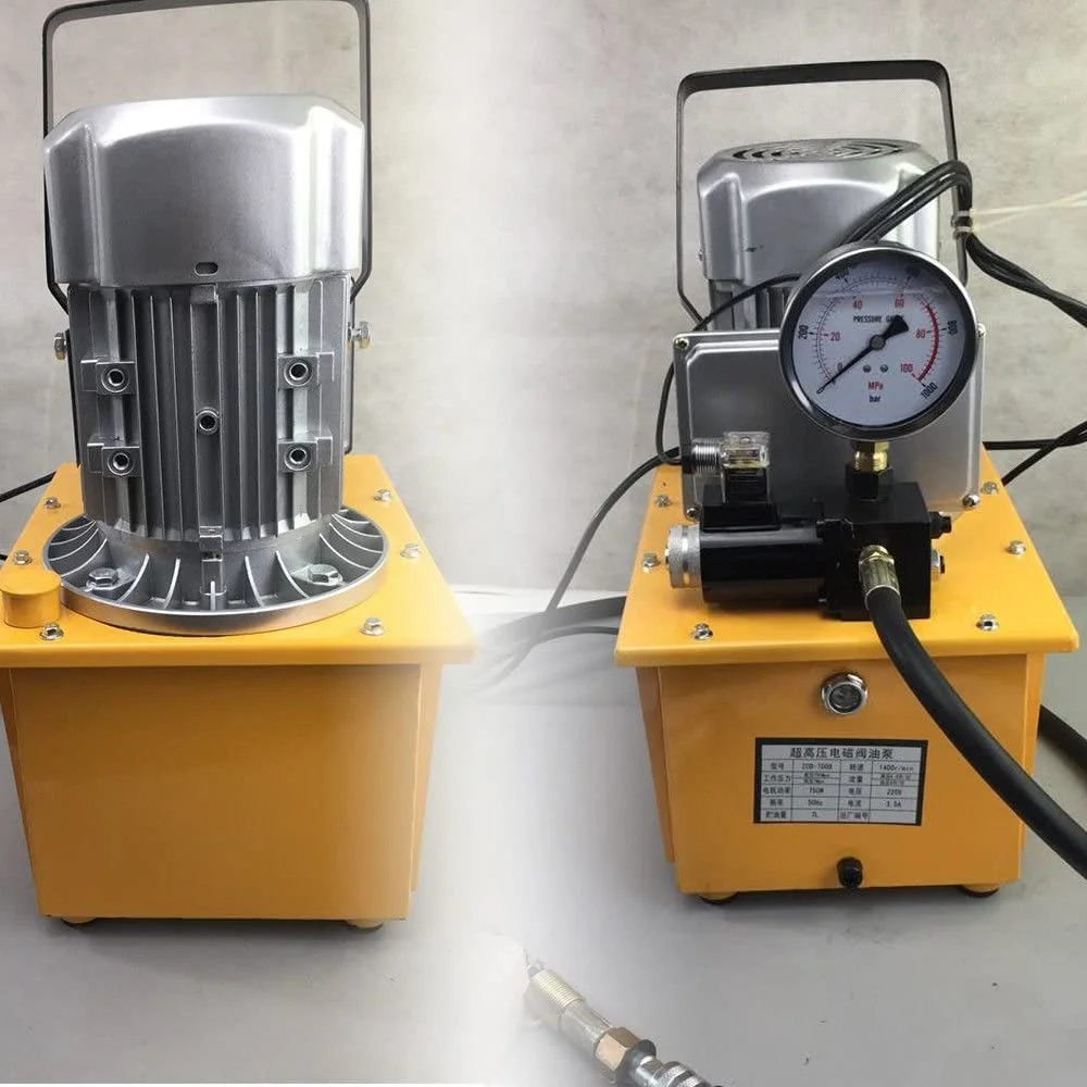 Miumaeov Electric Driven Hydraulic Pump, 110V 750W 70MPa Single Acting Hydraulic Electric Pump Solenoid Valve Control Oil Pump Hydraulic Pump Power Pack 10000PSI 1400r/Min