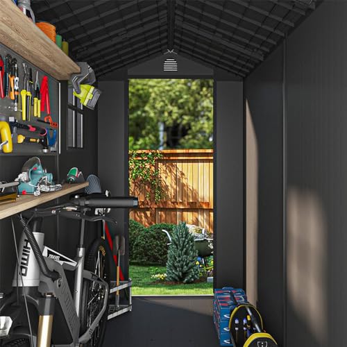 Patiowell 5 x 3 FT Outdoor Resin Storage Shed, Waterproof Plastic Cabinet with Lockable Doors and Adjustable Shelves for Patio Furniture, Pool Accessories and Tools, Beige