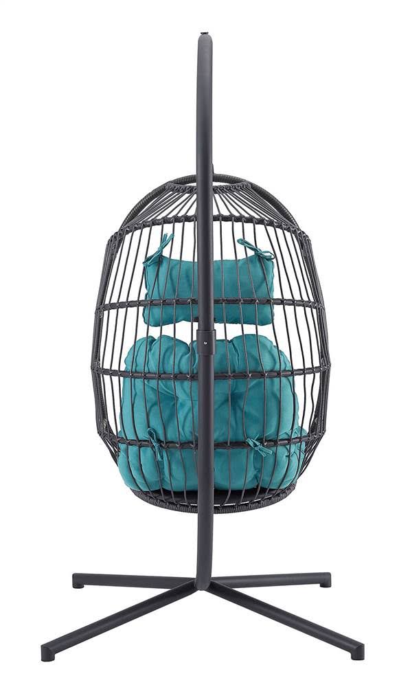 Walker Edison Swing Egg Chair with Stand - Grey/Teal